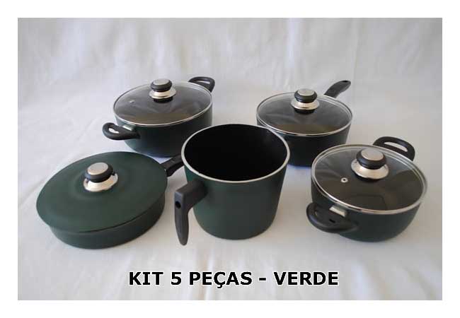 Kit cozinha 5 peças de utensílios coloridos verde